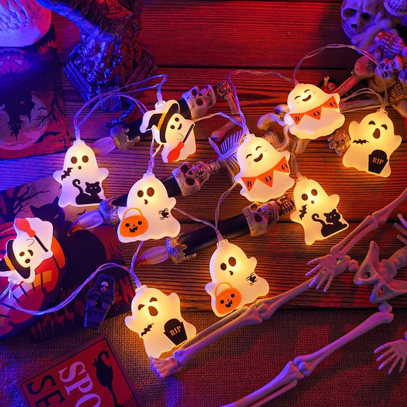 Colorful LED Ghost Halloween String Lights - Cute Decorative Lights