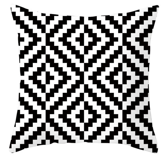 New Simple Black and White Plain Pillowcase Geometric Home Cushion Cover