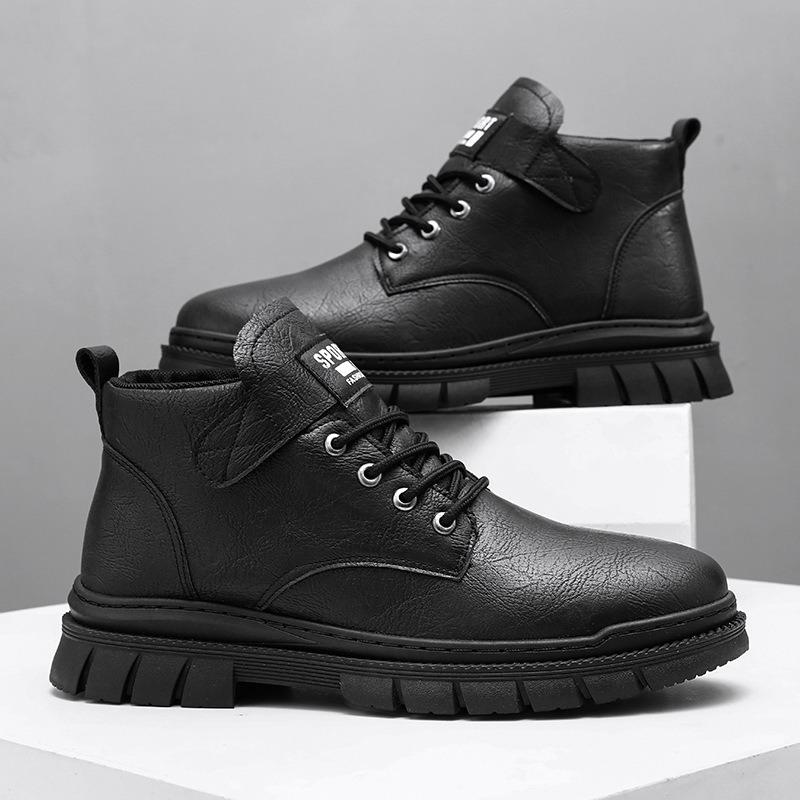 Autumn Retro Martin Boots Men's Shoes Summer New British High-top Lace-up Casual Fashion Tooling Leather Shoes Outside