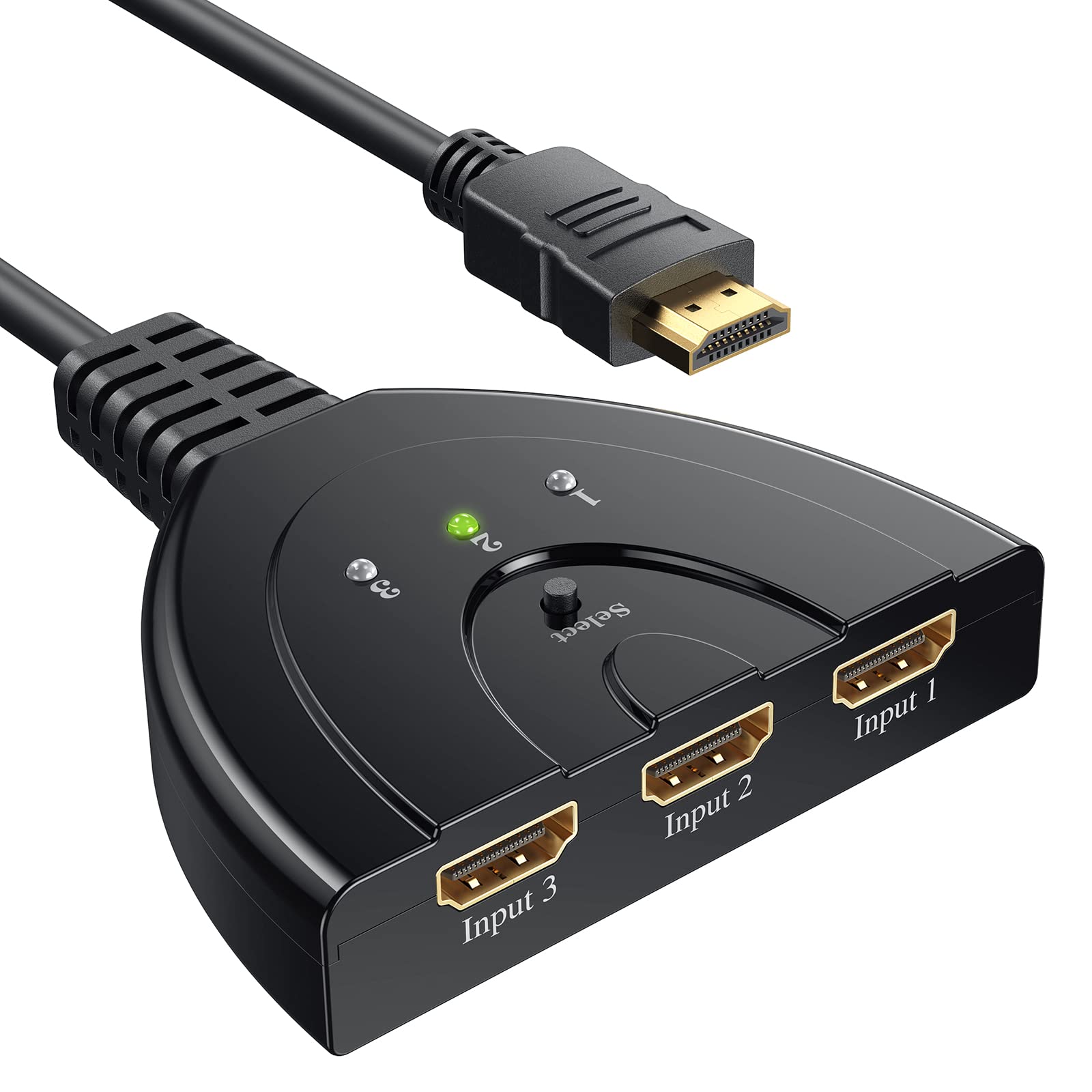 

Vilcome HDMI with 3 Inputs and 1 No Power Manual Compatible with Fire TV Xbox Game PS4 LCD to Switch/Splitter/Selector Output, 1080p/3D Compatible, чорний