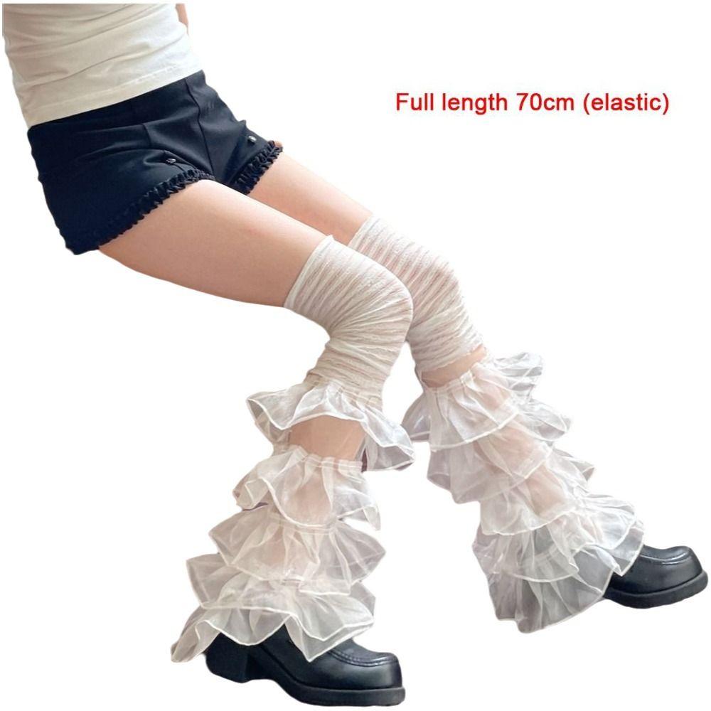 Mesh Design Lace Leg Warmers Soft Stretchy Over The Knee Socks Stacked Socks  Women Girl