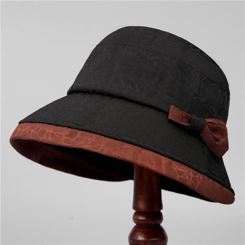 

Spring and autumn women s big eaves ancient bucket hat thin sunshade casual fragrant cloud yarn basin hat autumn cloth hat M（56-58cm）