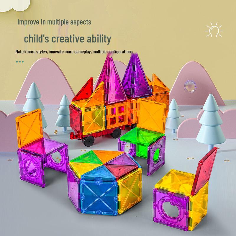 Stained Glass Magnetic Tile Building Blocks - Educational Toy for Developing Spatial Thinking
