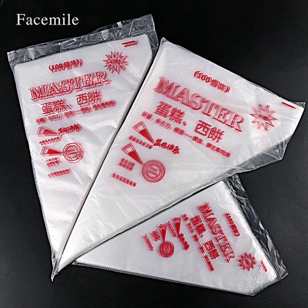 Assorted Sizes Disposable Piping Bags - 100 Pack for Cake, Cream, Jam, Chocolate, Icing.