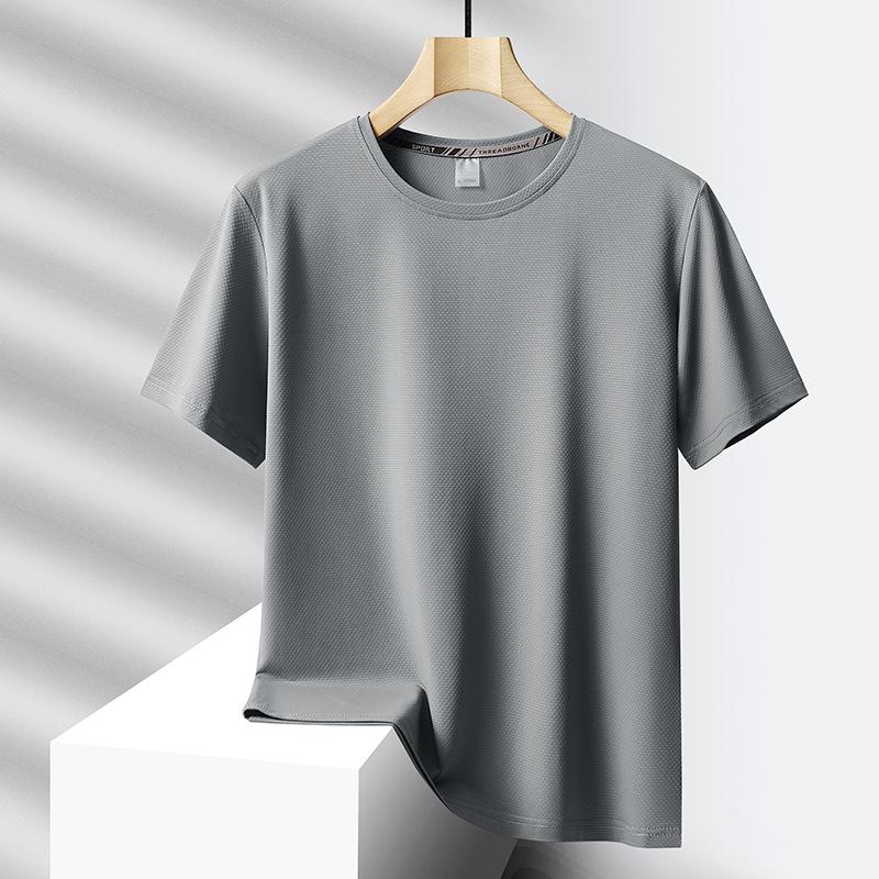 Camiseta Masculina de Malha de Secagem Rápida Manga Curta Respirável Casual Top de Verão