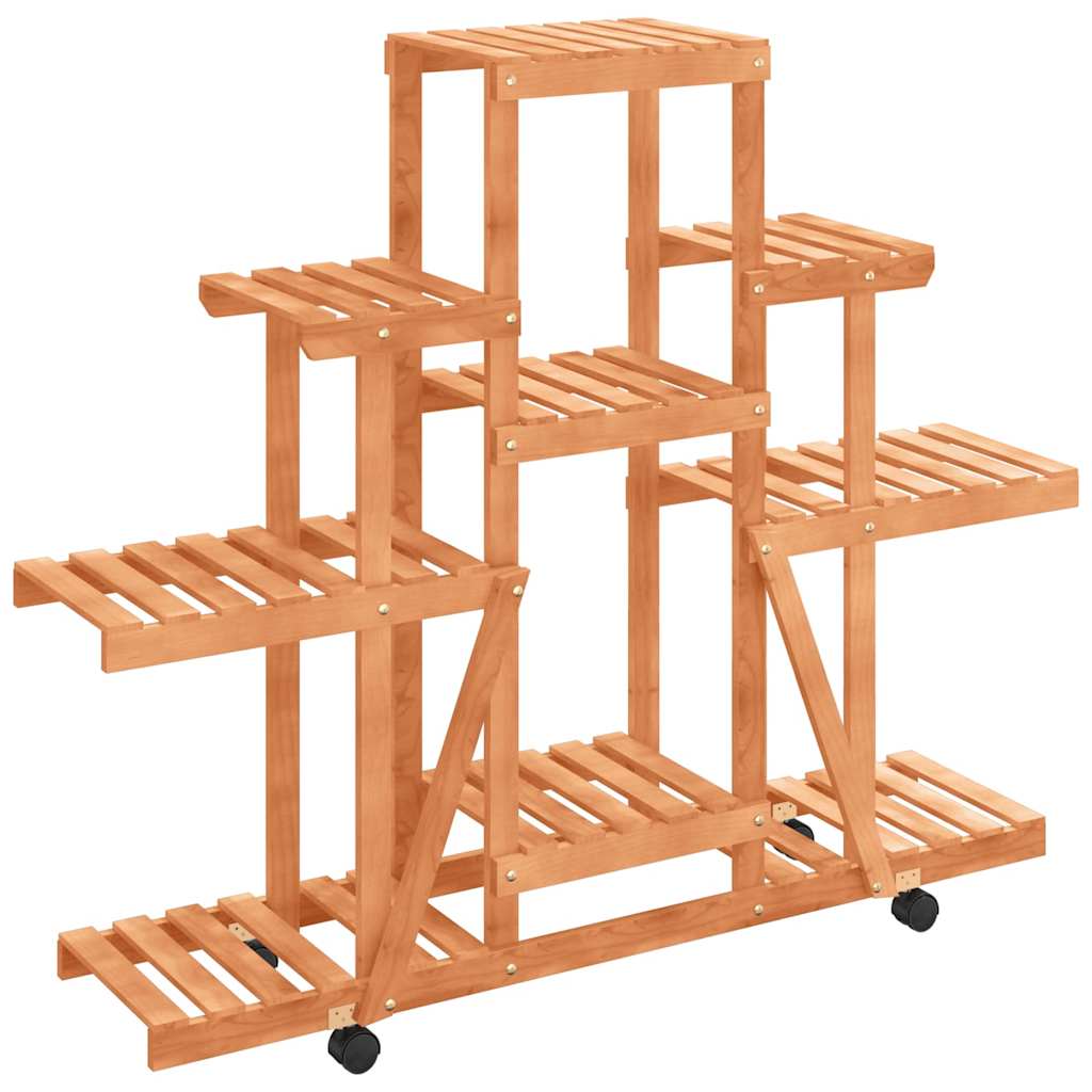 Vidaxl Wheeled Plant Stand, 110X25X101 Cm, Solid Fir Wood