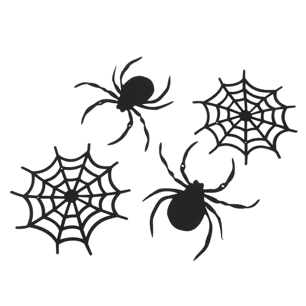2 Set Black Spider Garland Home Decoration Thick Felt Spooky Hanging Spider Web Banner for Haunted Mansion Home Mantle