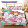 Cardcaptor Sakura Muster Bettwäsche Bettdecke Set Bettbezug Kissenbezug Heimdekoration Geschenk (1 Bettbezug + 2 Kissenbezüge, ohne Füllung)