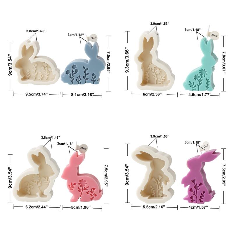 Embossed Flower Rabbit Silicone Mold DIY Wax Candle Molds Aromatherapy Casting Mould Handmade Animal Theme Ornament