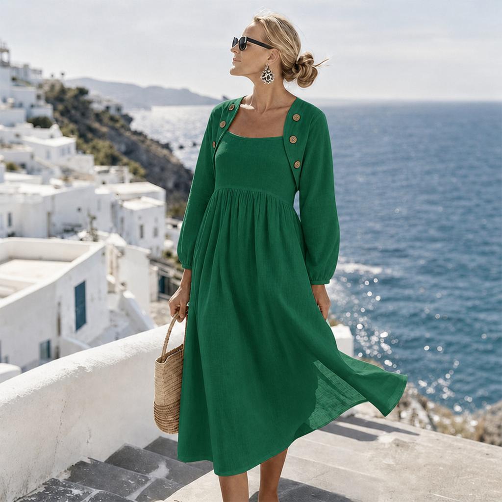 Women's Elegant Color Dress for Vacation and Daily Wear