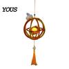 Wooden Lantern Toy DIY Kit for Mid-Autumn Festival, Hollow Rotating Ring with Rabbit, Handmade LED Candle Tassels