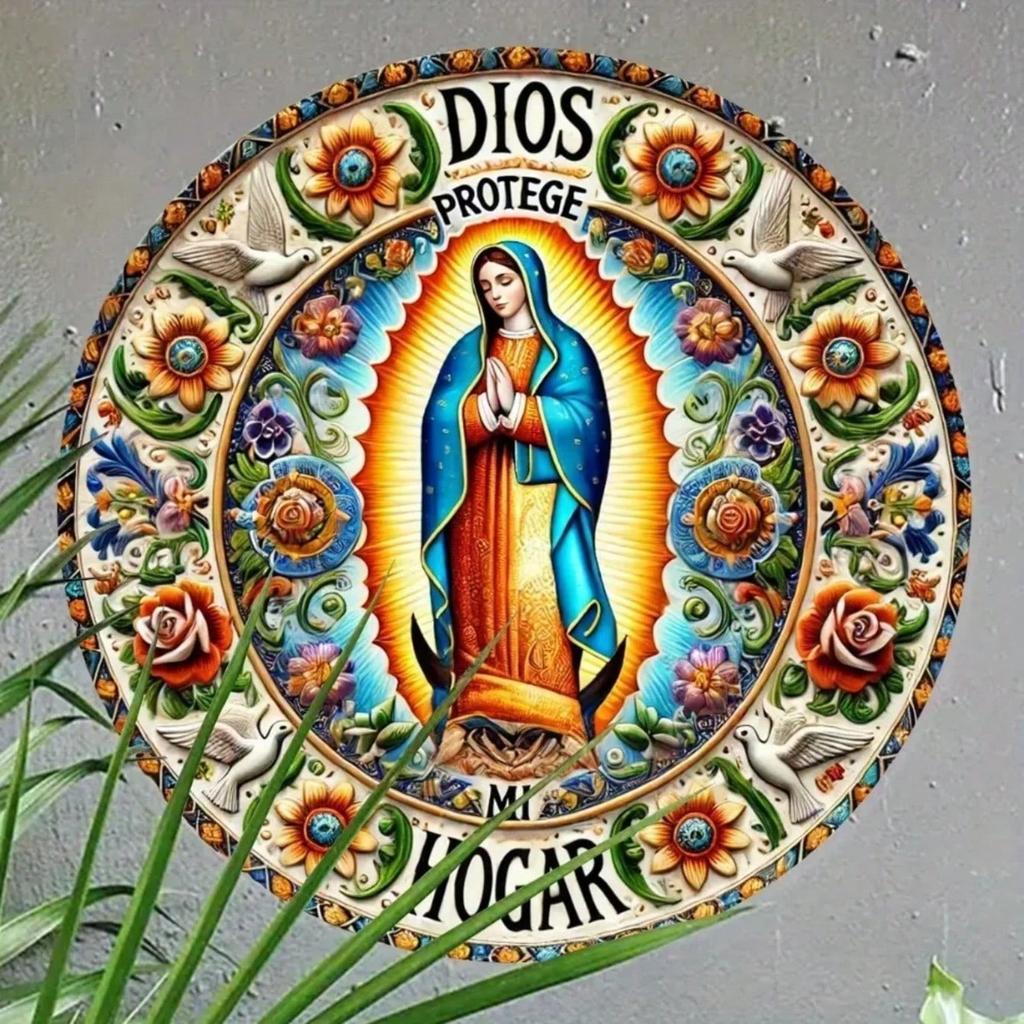 Metal Art House Sign God Keeps My Home Spanish Style Entryway Decor