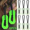 6Pcs Luminous Zipper Pull Rope Glow In The Dark Zipper Head Anti-lost Backpack Clothes Jackets Slider DIY Repair Kit Sewing Tool