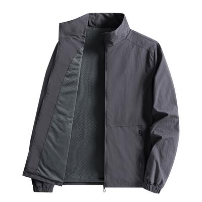 New Jacket Jacket Men Stand Collar Casual Sports Autumn and Winter Versatile Solid Color Men's Dress Dad