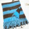 New Style Mohair Striped Colorful Scarf for Women in Winter Korean Style Thickened and Warm with Plush Scarf for Men