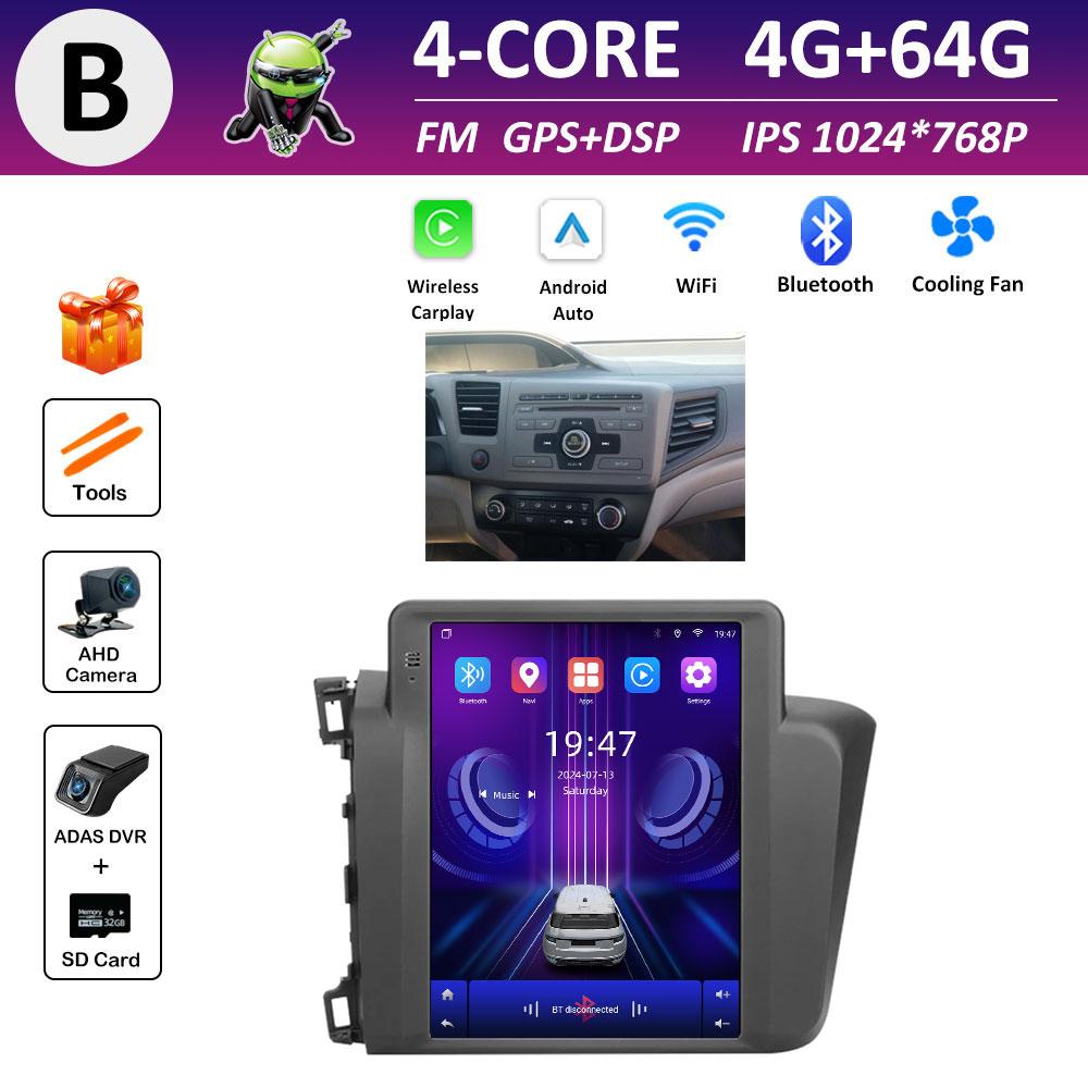 Cooling Fan Android OS Car Video for Honda Civic 2012 2013 2014 - 2015 Video Player DSP Stereo Bluetooth GPS Navigation No 2 Din