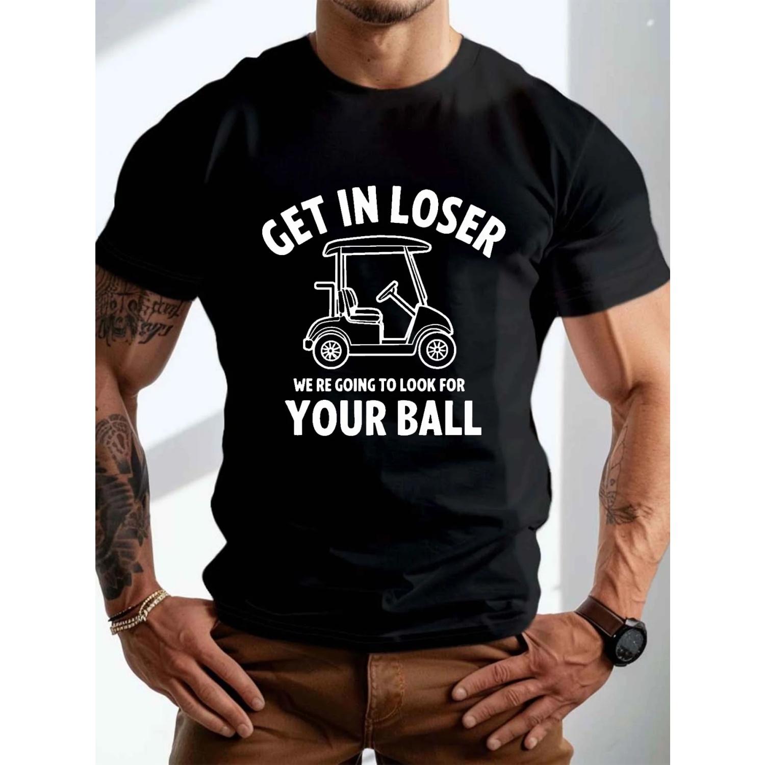 

Get in The Car, Loser! Golf Cart Design Wrinkle Plus Size Men s T-shirt, Plus Size Printed T-shirt S чёрный