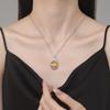 925 Sterling Silver Sweet Simple Yellow Round Zircon Necklace Birthday Party Anniversary Wedding Gift