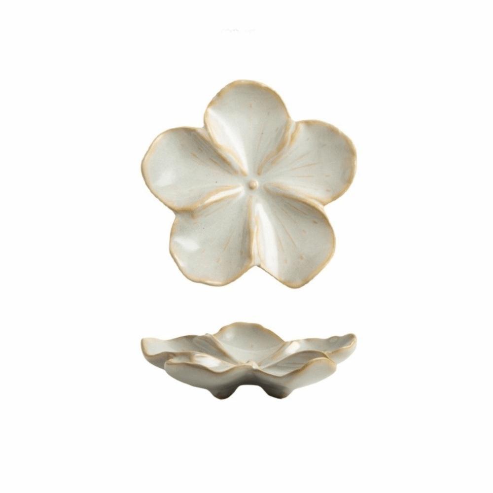 Multi-color Ceramic Dipping Plate Vintage Seasoning Sauce Dish Decorative Petal-Shaped Dish Party