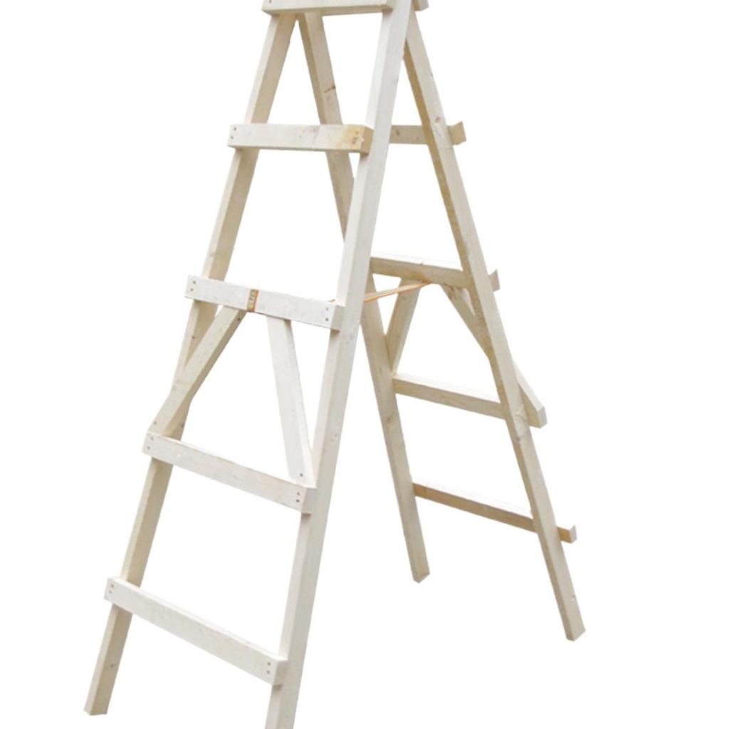 White Pine Solid Wood Double-Sided Ladder for Construction and Hydropower.