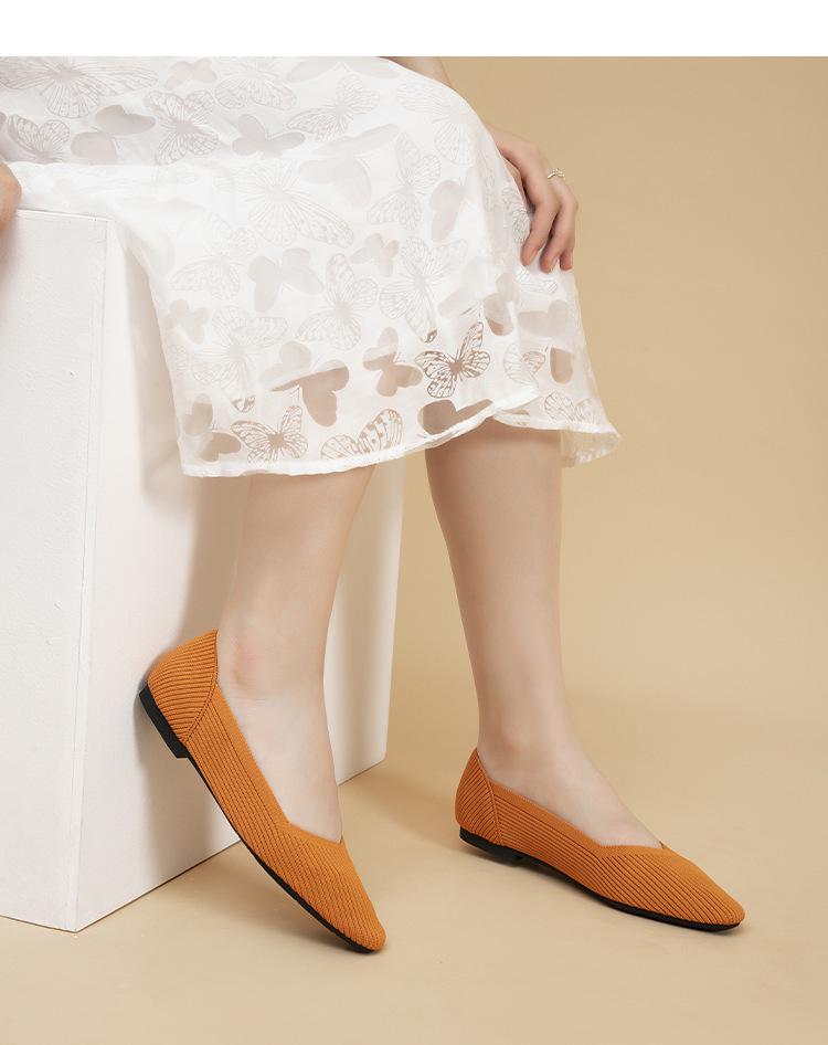 Damen Prinzessin, Boot, weiche Sohle, quadratische Zehenpartie, Eierrollen-gewebte flache Schuhe – atmungsaktives Strickdesign