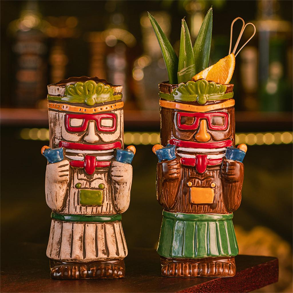 Creative Island Inspired Cup Whimsical Island Style Glass Cocktail Glass Hawaiian Party Tiki Mugs Drinkware for Parties
