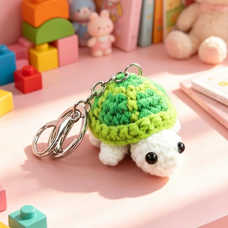 Adorable Turtle Keychain, Handmade Crocheted Miniature Turtle Plush Toy Hanging Bag Charm Ornament