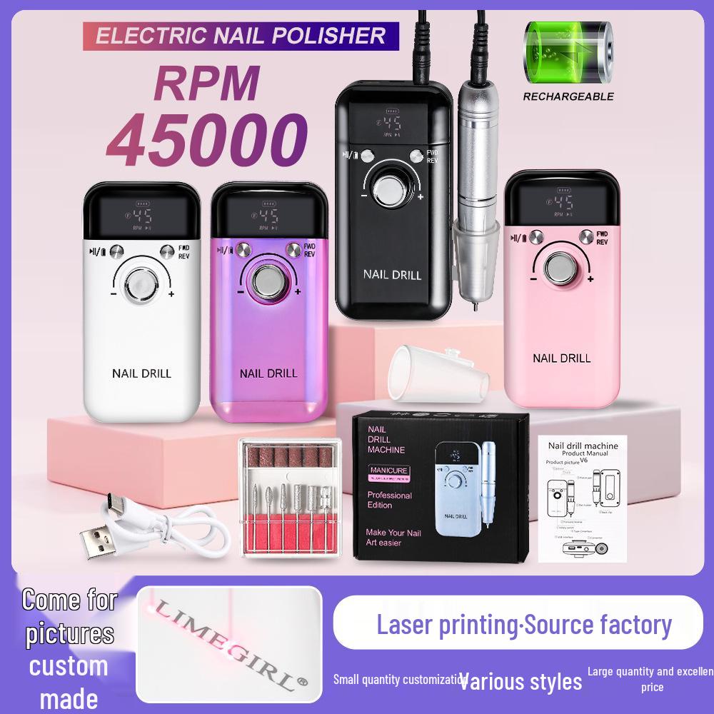 

45,000 RPM Electric Nail Grinder & Professional Polish Remover - Portable Nail Tool розовый