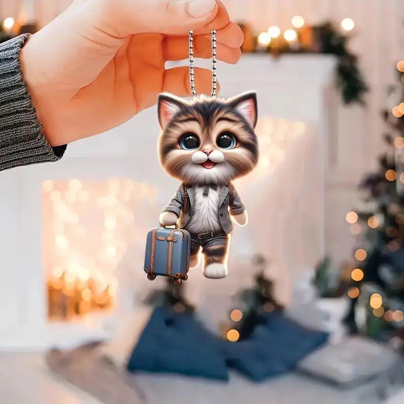 Playful Cat Acrylic Car Accessory Unique Home Decor And Backpack Charm For Cat Lovers