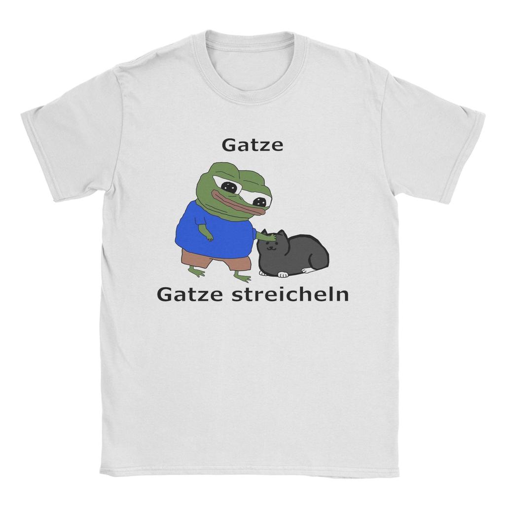 Klappa katt Husdjur Katt Meme T-shirt Män P-pepe Grodan Grym 100% Bomull T-shirts O-hals Kortärmade T-shirts Sommarkläder