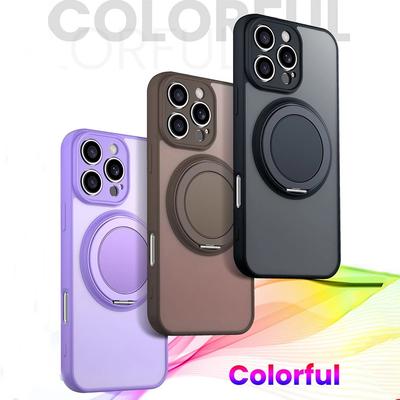 360° Rotating Bracket Matte Clear Magnetic Case for IPhone 17 16 15 13 14 Plus 12 11 Pro Max 17Air MagSafe Wireless Charge Cover