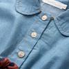 Spring Long Sleeved Dress Girl Denim Blue Dress Tutu Dress Kids Send Bow