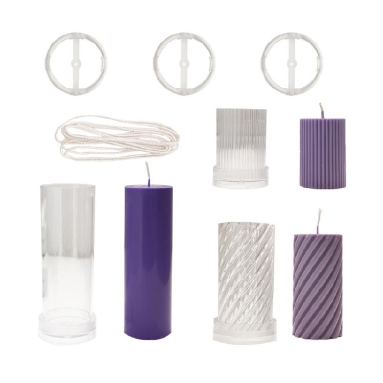 Cylindrical Candle Plastic Mold Striped Candle Acrylic Mold Candle Making Set 1