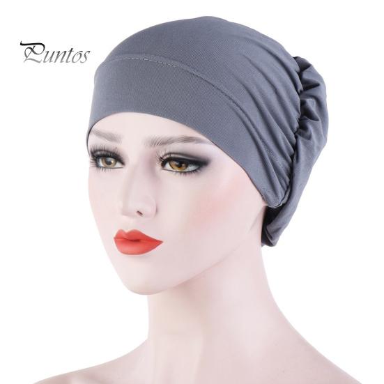 Women Small Solid Color Soft Knotted Night Sleep Beanie Bonnet Chemo Hat Cover