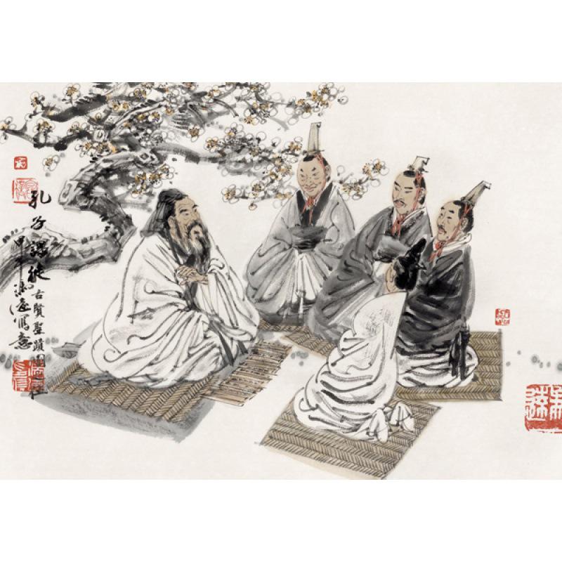 

Confucius Thinker Poster: Framed Chinese Tea House Wall Art Yellow Kraft Paper (No Glue) 30X42 cm