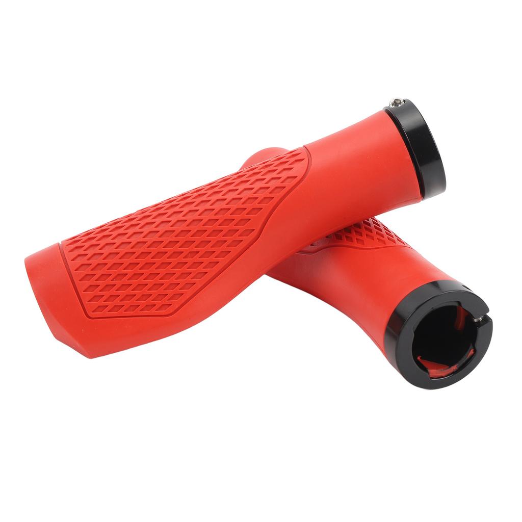 Pair of Cycling Handlebar Grips Rubber Anti Slip Shock Absorbing Ergonomic Cycle Locking Handle Grips Red