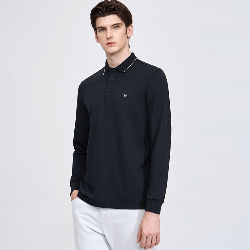 SEPTWOLVES Men's Striped Long-Sleeve Polo Shirt