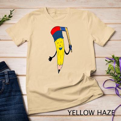 Bleistift Eishockeyspieler Zurück zur Schule Schüler Lehrer Unisex T-Shirt