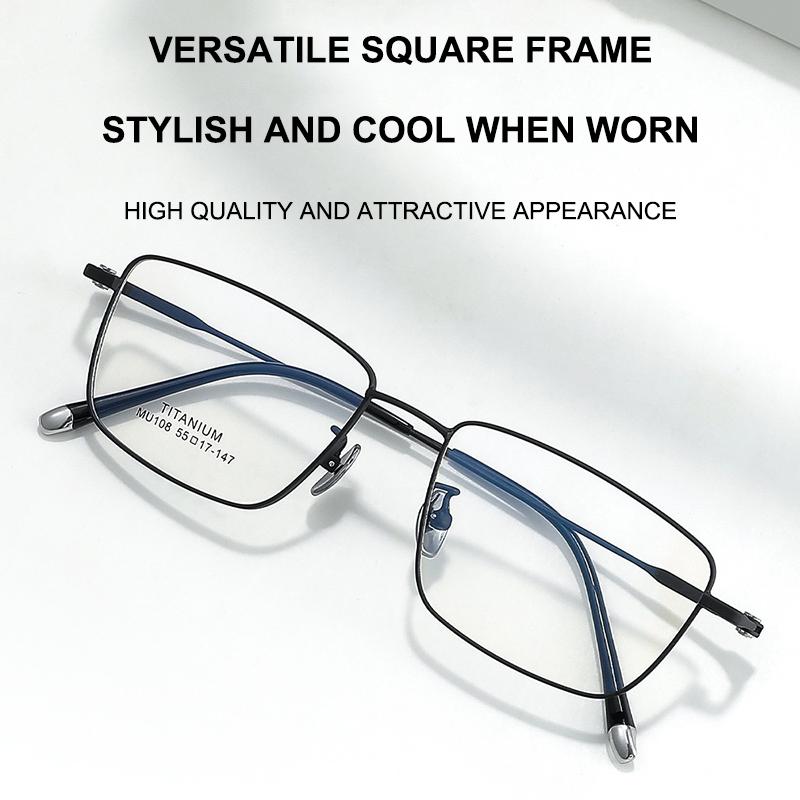 Reines Titan Ultraleichter Brillenrahmen Business Mode Vollrandbrille Herren Quadratisch Feine Textur Brillen