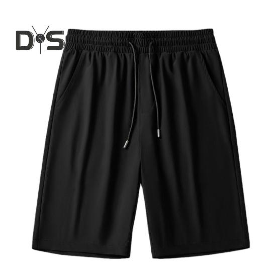 Pantaloni scurți pentru bărbați, talie reglabilă cu cordon, pantaloni casual cu buzunare întărite, culoare solidă, pantaloni scurți largi de vară sport