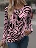Women's T Shirt Graphic Geometric Vintage Stylish Casual Long Sleeve Round Neck Regular Tops