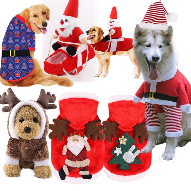 Pet Winter Costume Dogs Christmas Themed Outfit Two-Legged Coat Reindeer Snowman Santa Style