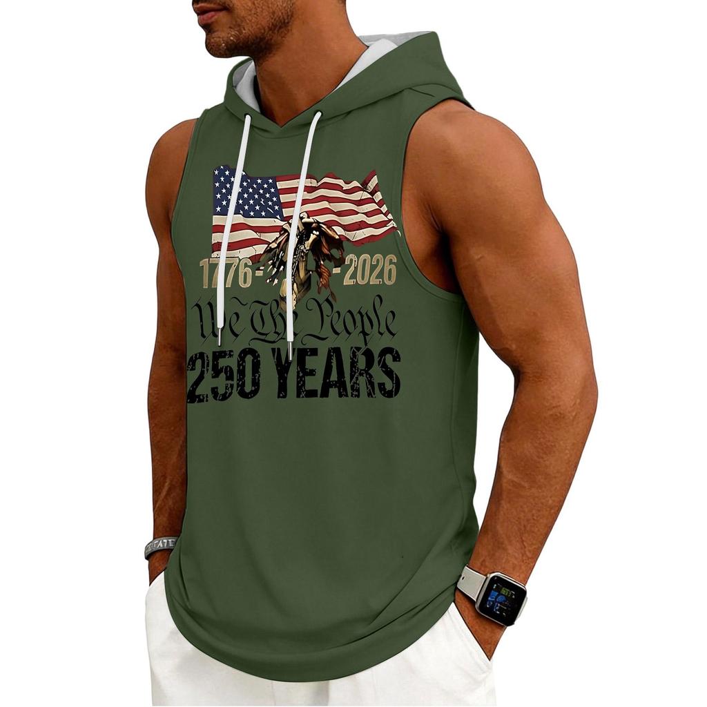 Men's Tank Top Gym Sleeveless Hoodie Shirt Washed Sports Muscle Shirts Fitness Vest With Hood