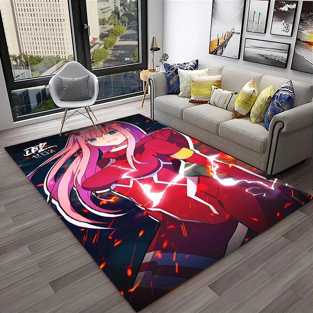 DARLING In The FRANXX Cartoon Zero Two Sexy Girl Carpet Rug for Home Living Room Bedroom Sofa Doormat Decor,Non-slip Floor Mat