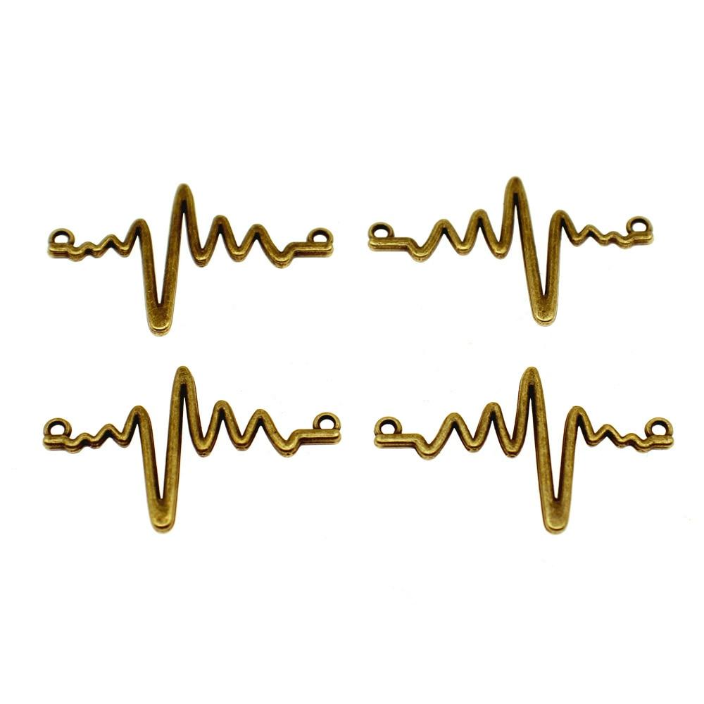 

10шт Ecg Разъем Шармы Шармы Античная бронза Цвет Цинковый сплав 22X36mm