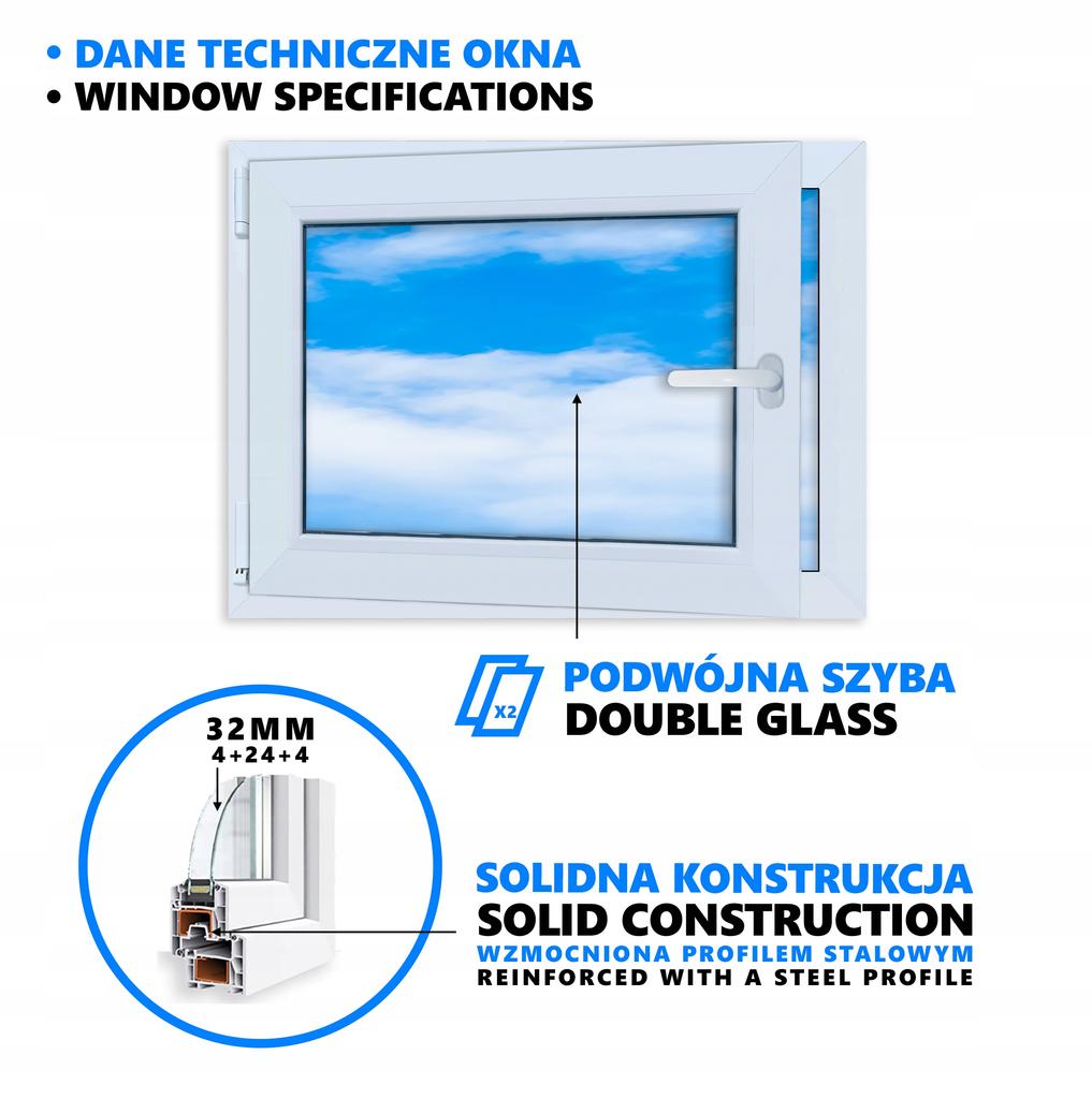 PVC-Fenster Anthrazit 80x60 Links, Neu 800x600 mm Dreh-Kipp, Zweifachverglasung