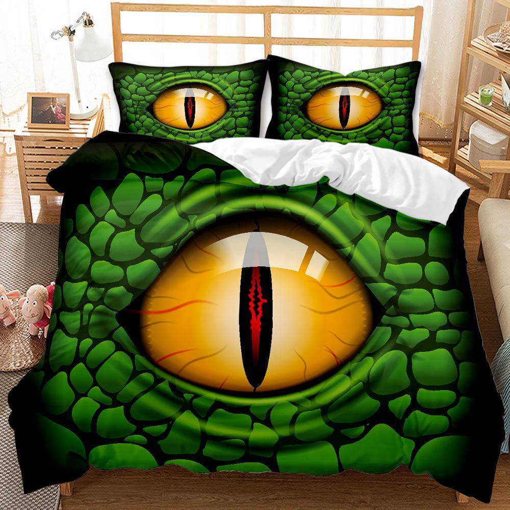Dinosaur Pattern Personalized Design 3D Digital Printing Duvet Set Three-piece Bedding