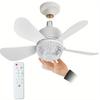 1 buc. lumini pentru interior priza ventilatorului de tavan, bec ventilator cu telecomanda, ventilator de tavan, ventilatoare de tavan mici cu 3 viteze, baza E27