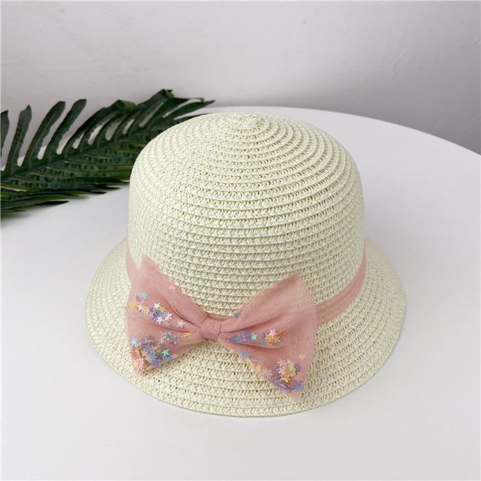 Summer Children's Straw Bag Bow Hat Set Sun Hat Basin Hat Messenger Bag Girls Shoulder Bag Change Bag