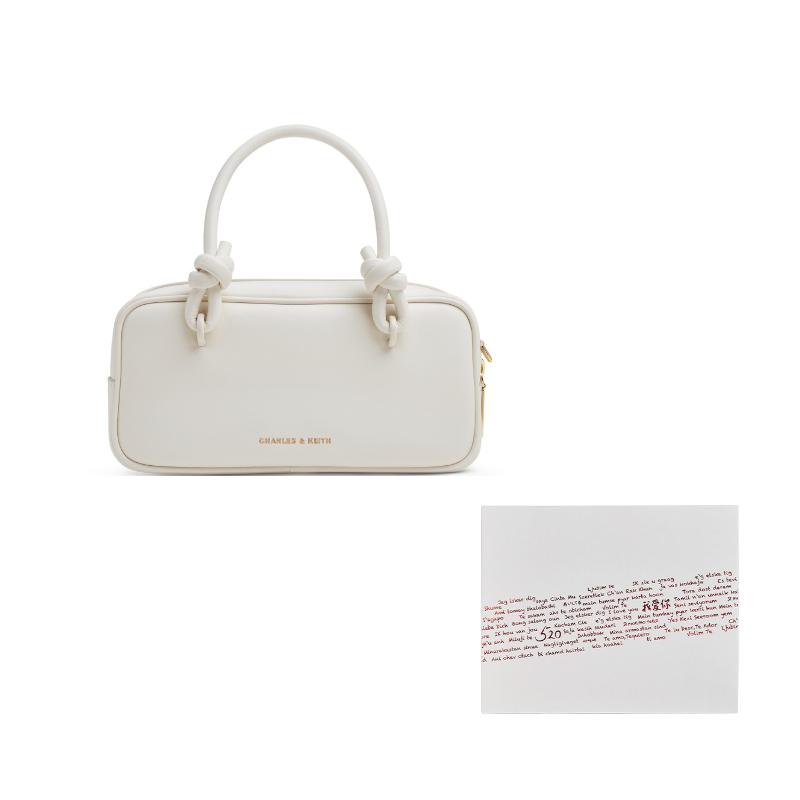 Charles & Keith Summer High-Value Popular Versatile Cream Color Soft Boston Bag Women Handbags CK2-30271574